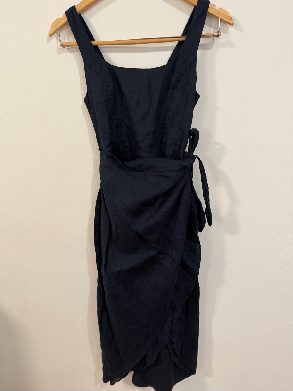 Aritzia Linen Sleeveless Wrap Midi Dress